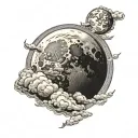 full moon w cloud filled sky tattoo design idea
