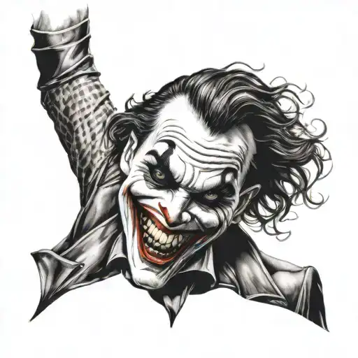 joker heavy smile realistic tattoo design idea