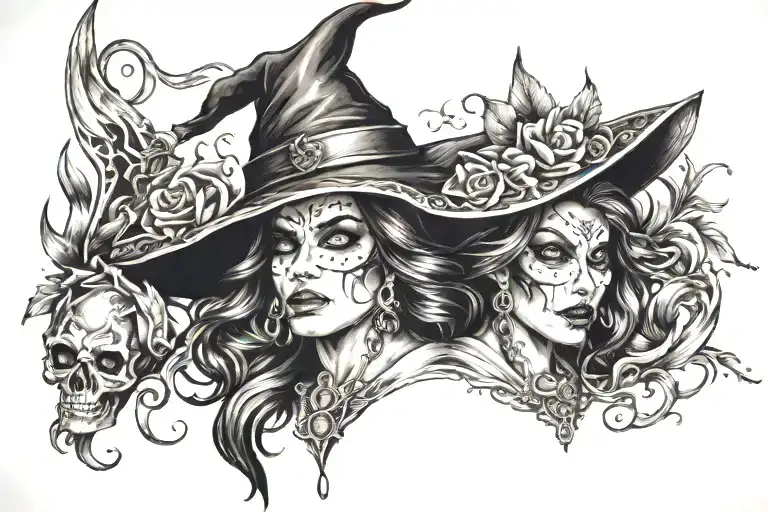 Witch tattoo design idea