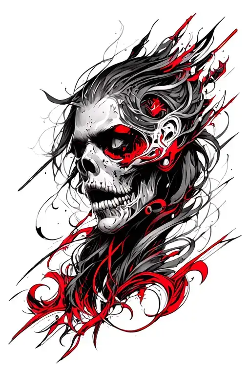 cybersigilism red and black for tricep to forearm  tattoo design idea