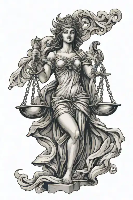 lady justice blindfolded tattoo design idea