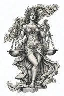 lady justice blindfolded tattoo design idea
