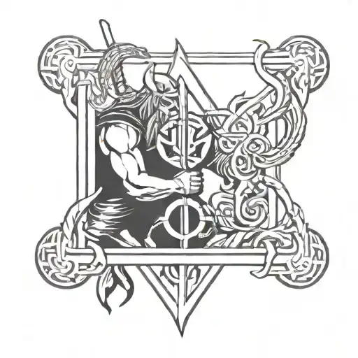 Odin and Thor viking runes tattoo design idea