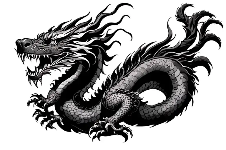 chinese dragon stalking its prey tattoo design idea