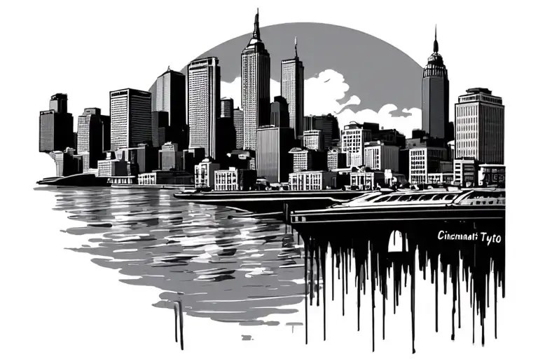 Cincinnati Skyline tattoo design idea