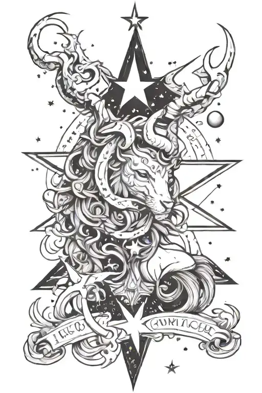 leo, capricorn, cancer star constellations combined tattoo design idea