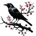 Cherry tree crows tattoo design idea