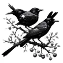 Cherry tree crows tattoo design idea