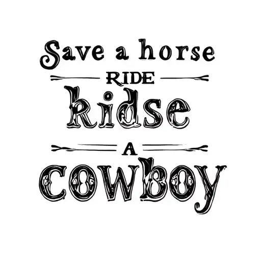 "Save a horse ride a cowboy" Stencil tattoo design idea