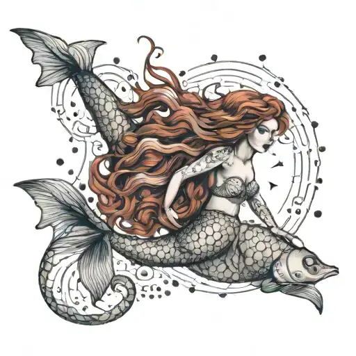 Arian Redhead Mermaid tattoo design idea