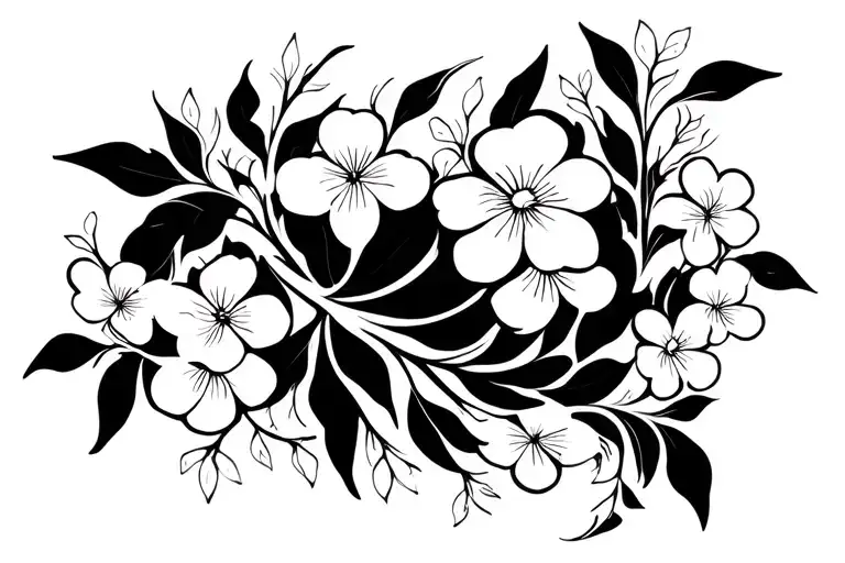 vine leaves surrounding many small white flowers blossoming  tattoo design idea