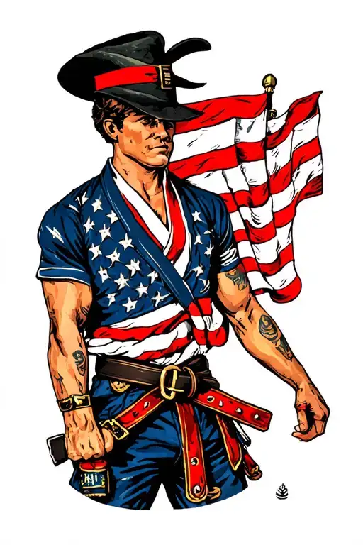 black belt, university of georgia, usa flag, tattoo design idea