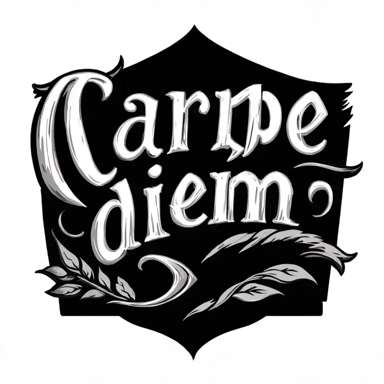 The tattoo should contain the "Carpe diem" document, possibly in capital letters, in a similar design as the Thu tattoo design idea