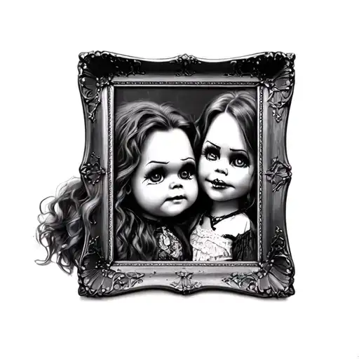 chucky and Tiffany in Victorina picture frame  tattoo design idea