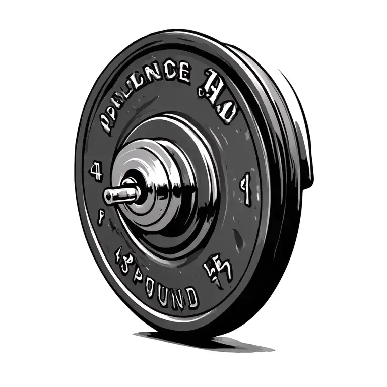 45 pound weight plate black and white tattoo design idea