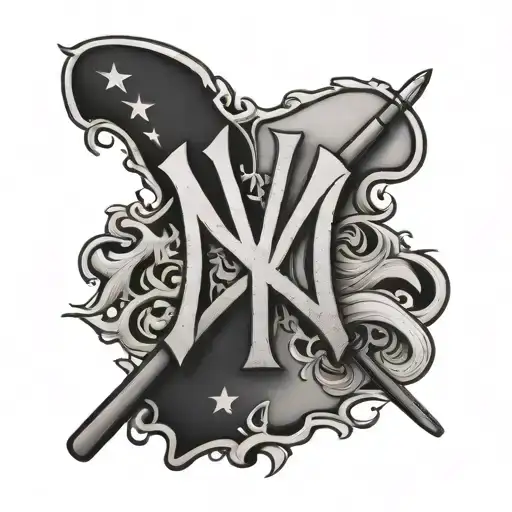 Yankees logo with Puerto Rican flag tattoo design idea