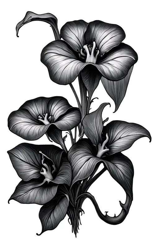 bouquet of carnivorous plants tattoo design idea