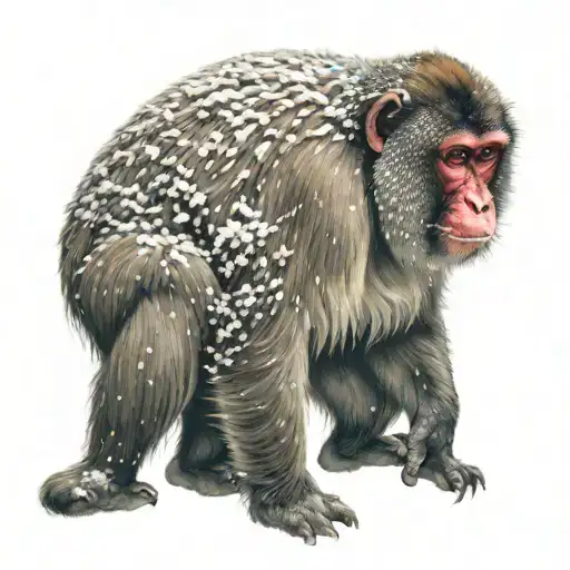 Japanese macaque sitting in snow tattoo design idea