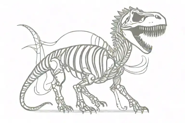 Dinosaur skeleton with nordic paterns tattoo design idea