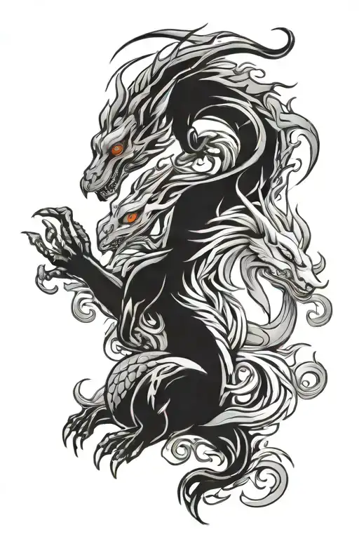 fire rabbit and fire dragon tattoo design idea
