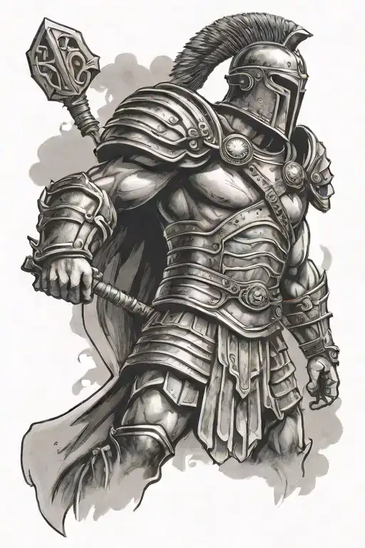 colosseum tattoo gladiator standing triumphantly tattoo design idea