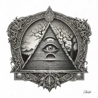 acient pyramid eye with tree of life tattoo tattoo design idea