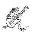 frog playing guitar tattoo design idea