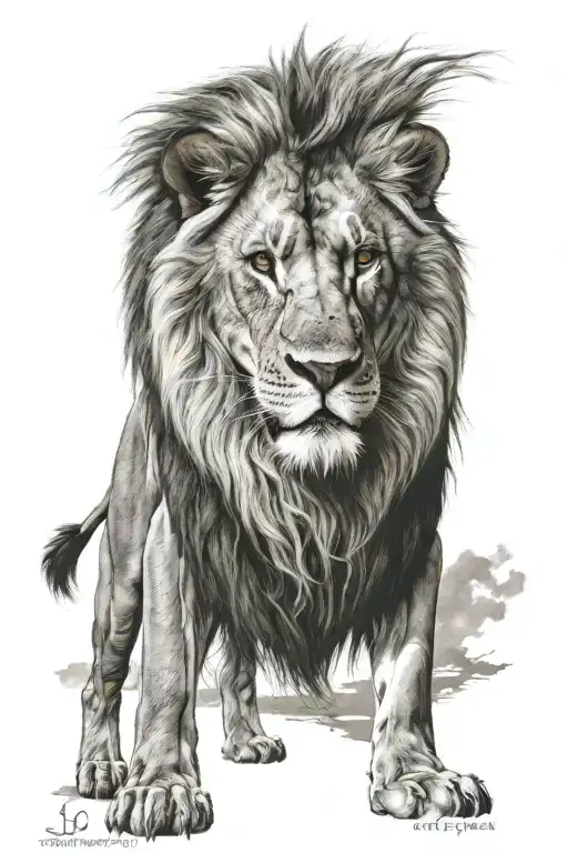 Lion Standing tattoo design idea