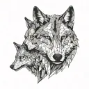 two wolf's heads one angry black second white quiet tattoo design idea