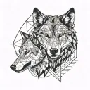 two wolf's heads one angry black second white quiet tattoo design idea