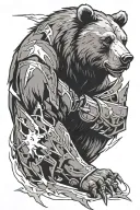 bear in armour side profile lightning bolt tattoo design idea