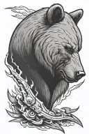 bear in armour side profile lightning bolt tattoo design idea