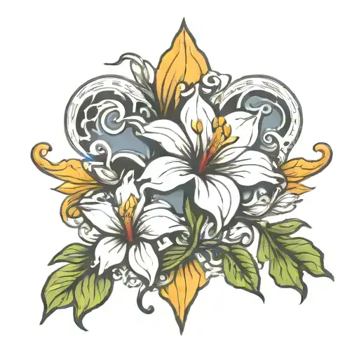 Louisiana Mississippi magnolia fleur de lis tattoo design idea