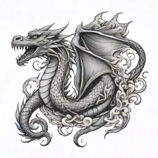 Feminine Dragon tattoo design idea