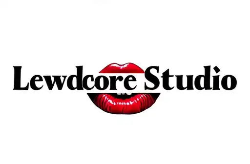 "Lewdcore Studio" "Lewdcore Studio" with bright red lips in between the text tattoo design idea