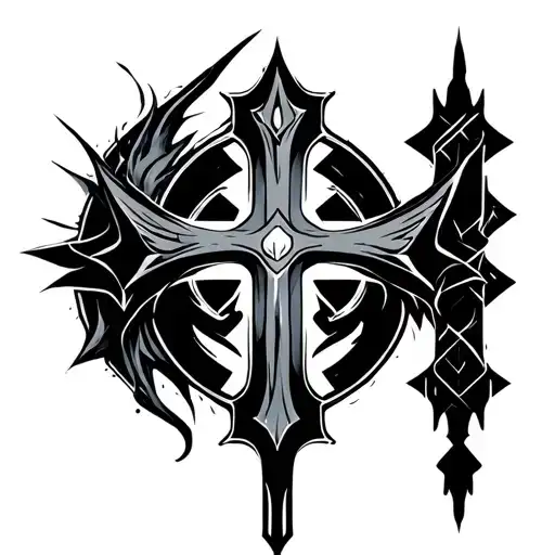 cyber sigilism style cross tattoo tattoo design idea