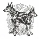 Cerberus doberman dog tattoo design idea