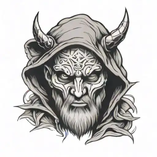 oden hooded with a scar over one eye tattoo design idea