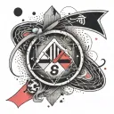 A dotwork tattoo featuring graffiti art of VfB Stuttgart logo intertwined with Pink Floyd imagery tattoo design idea