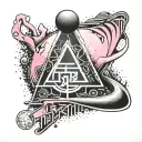 A dotwork tattoo featuring graffiti art of VfB Stuttgart logo intertwined with Pink Floyd imagery tattoo design idea