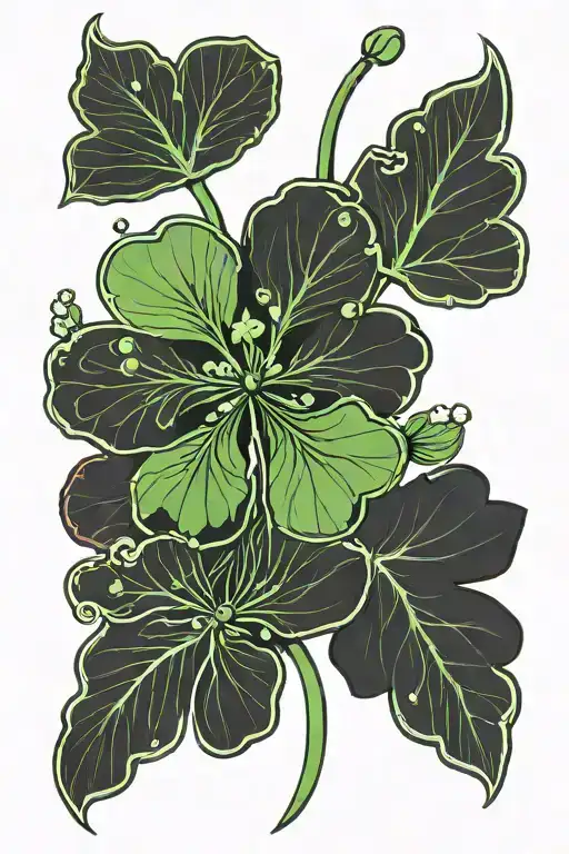 Five-leaf clover from the anime Black Clover tattoo design idea