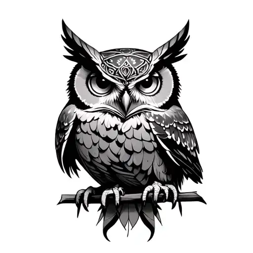 Athena Owl tattoo design idea