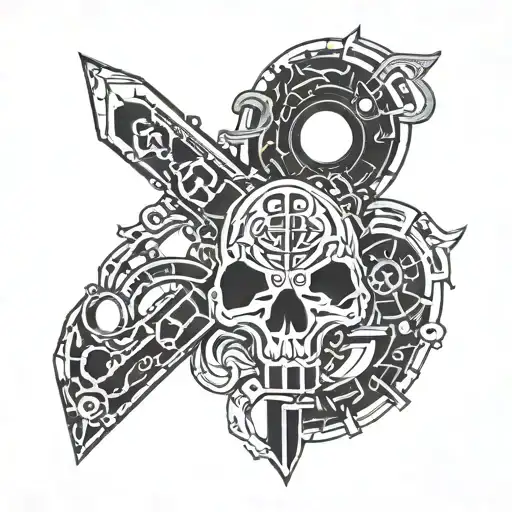 cyber sigilism style dollor sign tattoo design idea