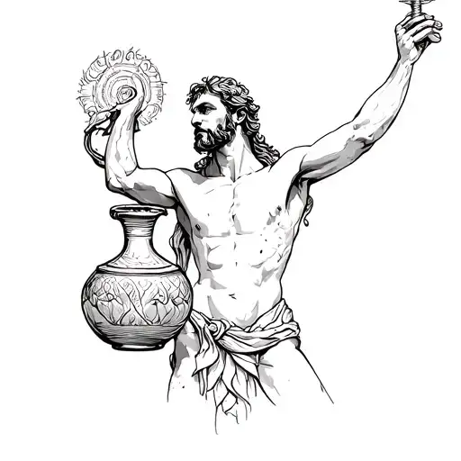 Aquarius man with a jug tattoo design idea
