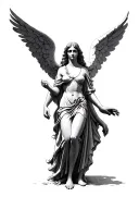 dramatic guardian angel tattoo design idea