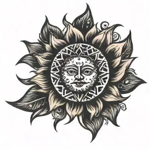 sun crown tattoo design idea