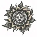sun crown tattoo design idea