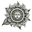 sun crown tattoo design idea