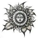 sun crown tattoo design idea
