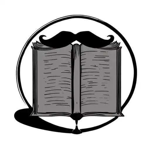 a moustache over a closed book inside a circle tattoo tattoo design idea